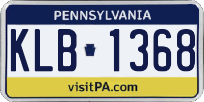PA license plate KLB1368