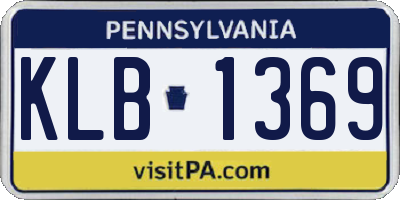 PA license plate KLB1369