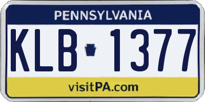 PA license plate KLB1377