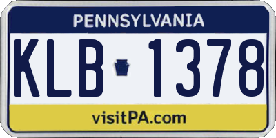 PA license plate KLB1378
