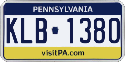 PA license plate KLB1380
