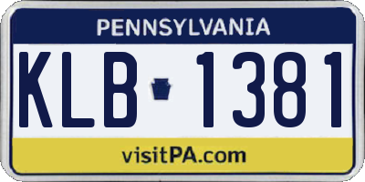 PA license plate KLB1381