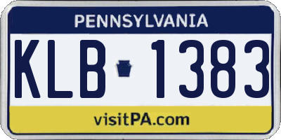 PA license plate KLB1383