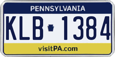 PA license plate KLB1384