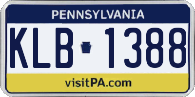 PA license plate KLB1388
