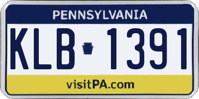 PA license plate KLB1391
