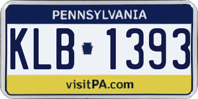 PA license plate KLB1393