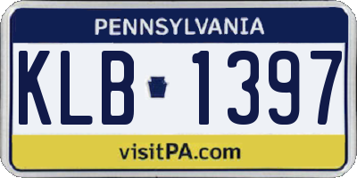 PA license plate KLB1397