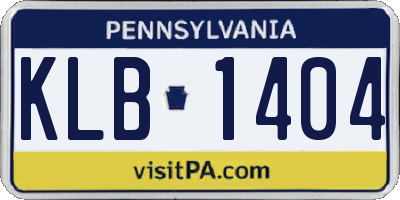 PA license plate KLB1404