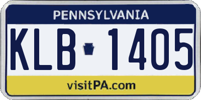 PA license plate KLB1405