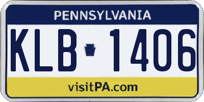 PA license plate KLB1406