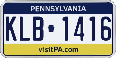 PA license plate KLB1416