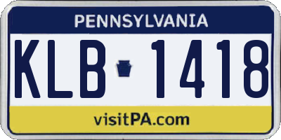 PA license plate KLB1418