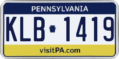 PA license plate KLB1419
