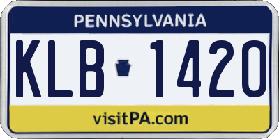 PA license plate KLB1420