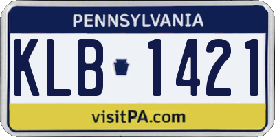 PA license plate KLB1421