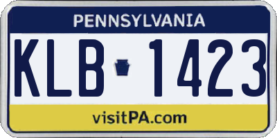 PA license plate KLB1423
