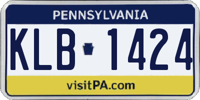 PA license plate KLB1424