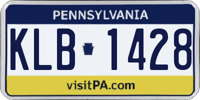 PA license plate KLB1428