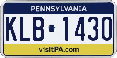 PA license plate KLB1430
