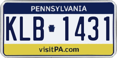 PA license plate KLB1431
