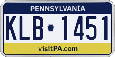 PA license plate KLB1451