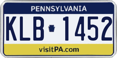 PA license plate KLB1452