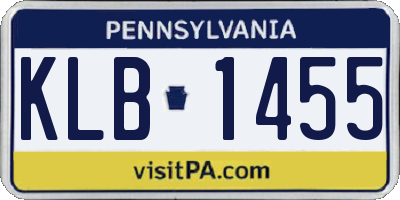 PA license plate KLB1455