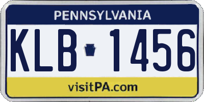 PA license plate KLB1456