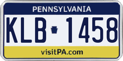 PA license plate KLB1458