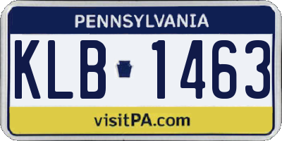 PA license plate KLB1463
