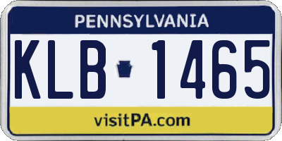PA license plate KLB1465
