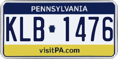 PA license plate KLB1476