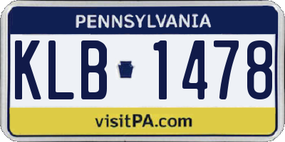 PA license plate KLB1478