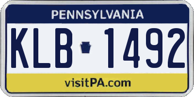 PA license plate KLB1492