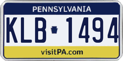 PA license plate KLB1494