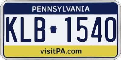 PA license plate KLB1540