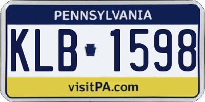 PA license plate KLB1598