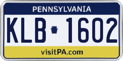 PA license plate KLB1602