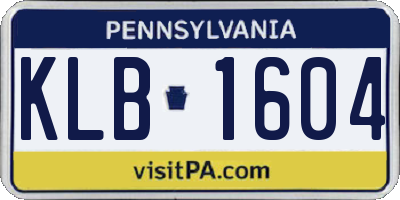 PA license plate KLB1604