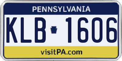 PA license plate KLB1606