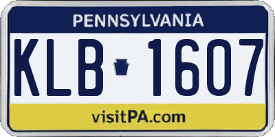 PA license plate KLB1607