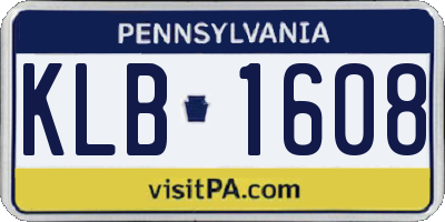 PA license plate KLB1608