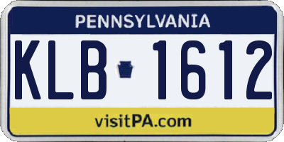 PA license plate KLB1612