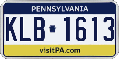 PA license plate KLB1613
