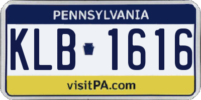 PA license plate KLB1616