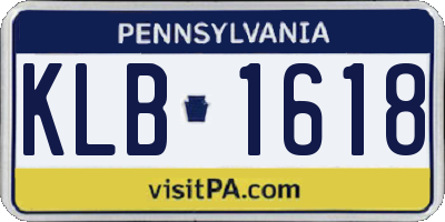 PA license plate KLB1618