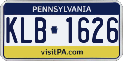 PA license plate KLB1626