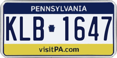 PA license plate KLB1647