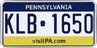 PA license plate KLB1650